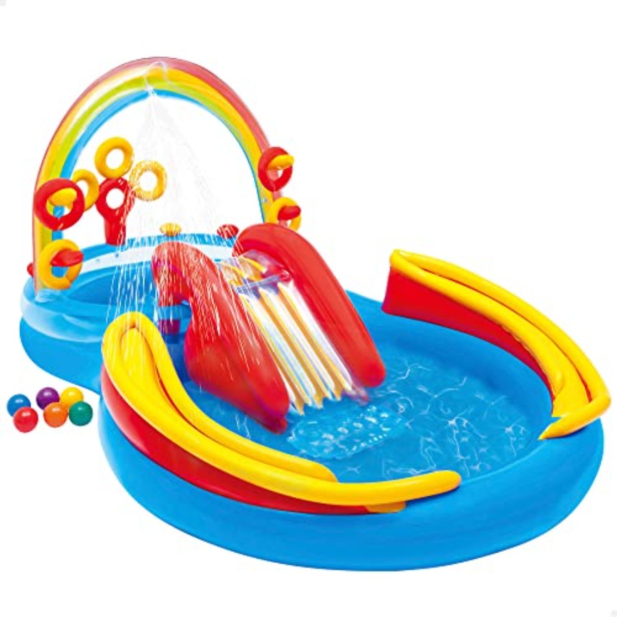 Ring Toss Outdoor - Opblaasbaar zwembad met waterglijbaan en ringenwerpspel