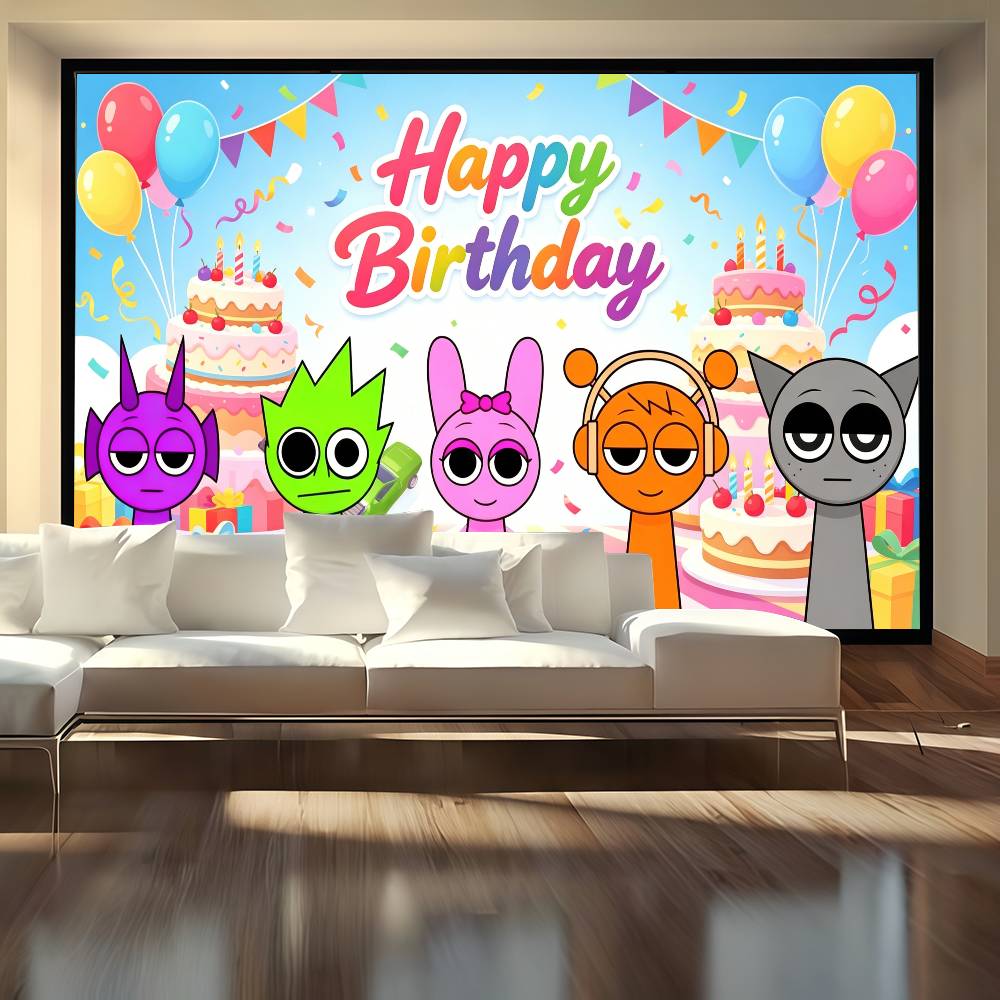 Party Games Stream - Cartoon Hot Game Incredibox-Sprunki Fotografie Achtergronddoek