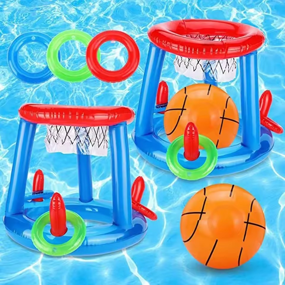 Ring Toss Outdoor - Opblaasbaar drijvend basketbal- en ringgooi-spel, interactief