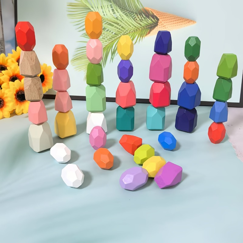 Party Games Easter For Kids - 20 stks Houten Gestapelde Balansstenen Hout